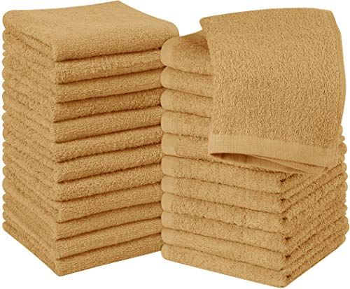 Utopia Towels - 24 Stück Seiftücher, 30x30 cm mit Aufhängeschlaufen, saugfähige Waschlappen zum Abwischen und Reinigen des Gesichts aus 100% Baumwolle (Beige)