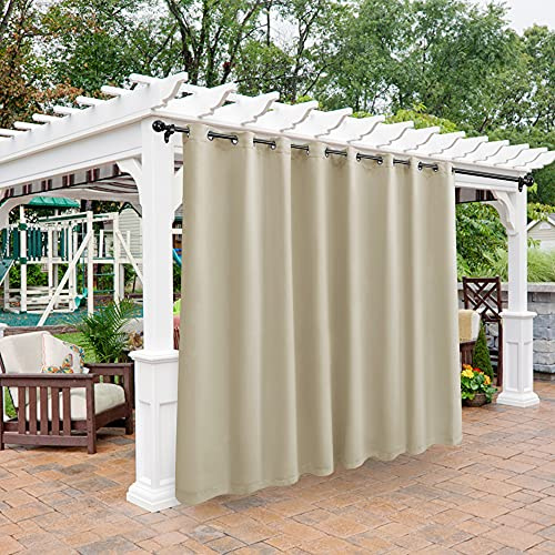 BONZER Rideaux d'extérieur imperméables pour terrasse, tonnelle, pergola, balcon – Rideaux occultants à isolation thermique avec œillets pour chambre à coucher et salon – 1 panneau – 305 x 213 cm (l x