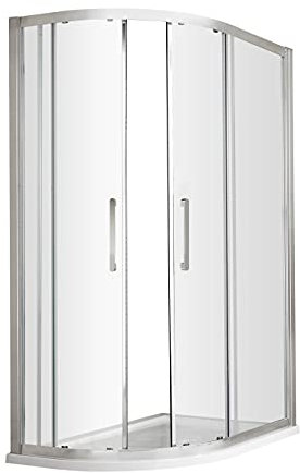 Hudson Reed M1080QH4 Apex Modern Bathroom EasyFit Offset Quadrant Shower Enclosure with 8mm Toughened Safety Glass and Round Handles, 1000mm x 800mm, Polished Chrome