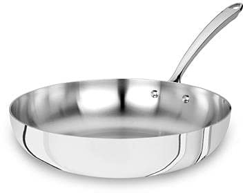 Pentole Agnelli Padella Svasata Alta Alu-Inox per induzione 1907 con Manico Tubolare Inox, diam. 24cm