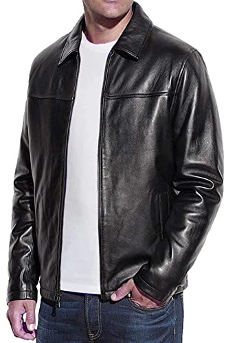 Storemm Men's Genuine Sheep Skin Leather Classic Biker Style Jacket | Biker Jackets Men (3XL), Black (SMB93323)