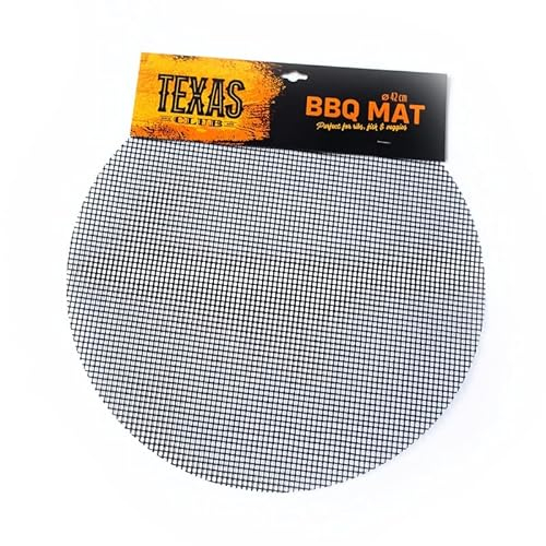 TEXAS CLUB - Tappetino Antiaderente per Griglia e Barbecue Riutilizzabile, Resistente al Calore, Realizzato in Fibra di Vetro, Accessorio per BBQ Amato dai Professionisti, Diametro 42 cm