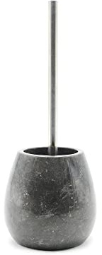wohnfreuden Marmor WC-Bürstenhalter schwarz 15 cm - Toilettenbürstengarnitur aus Stein inkl. Bürste