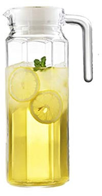 RFME Water Pitcher Thickened Glass Carafe with Handle Transparent Glass Pitcher for Lemonade Juice Wine Milk Coffee Hot/Cold Water Water Carafe