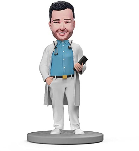 mydedor Figurine personnalisée à tête branlante de médecin, Cadeau sculpté à la Main pour Homme