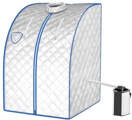 GYMAX Sauna a Vapore Domestica 1000 W, 3L, con Timer e Telecomando, Design Pieghevole e Temperatura Regolabile, Portatile e Ideale per Casa, 87 x 78 x 101 cm (argento)