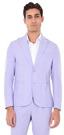 Ciabalù Giacca Uomo Elegante Lilla Blazer Monopetto Effetto Lino Slim Fit Made in Italy (48)