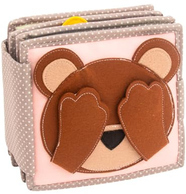 Jolly Designs – Mini Quiet Book Peek-a-Boo – Montessori Spielzeug ab 6 Monaten – Motorik & Sinneswahrnehmung fördern – Stoffbuch für Babys – Handgefertigtes Filzbuch – Perfekt für unterwegs & Reisen