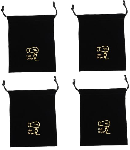 Amosfun 4 Stück Fön Aufbewahrungstasche Tragbarer Haartrockner Schmuckhalter Halter Für Lockenstab Flusen-aufbewahrungsbeutel Mit Kordelzug Flanellbeutel Mit Kordelzug BH-Organizer-Tasche