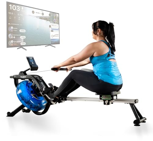 Máquina de Remo Hidráulica Metálica Blade Aqua M-1 de Bluefin Fitness/Experiencia Realista/Tecnología Hidráulica/Estructura de Aluminio Resistente/Ejercicio de Alta Intensidad/App Kinomap