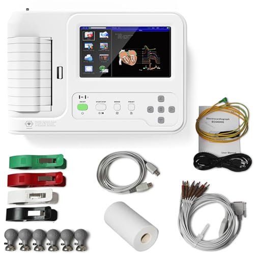 Monitor ECG, portátil 12 derivaciones Pantalla táctil LCD de 7 Equipo Digital Electrocardiógrafo Digital de 6 Canales Máquina ECG Máquina EKG con Software