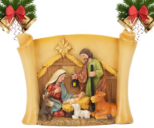 Julkrubba figurer krubba juldekorationer set spjälsäng klassisk julkrubba bordsdekoration hartsfigurer spjälsäng
