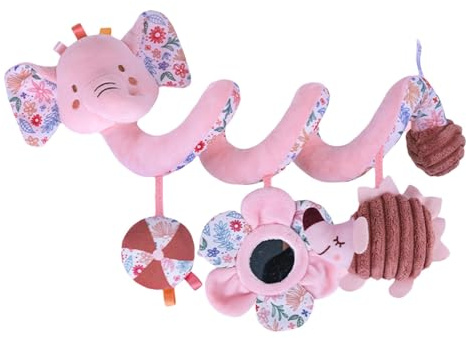 Peluche a spirale, passeggino a spirale - Giocattoli per culla con sonaglio e squeper - Giocattoli ad alto contrasto per passeggino, culla, culla