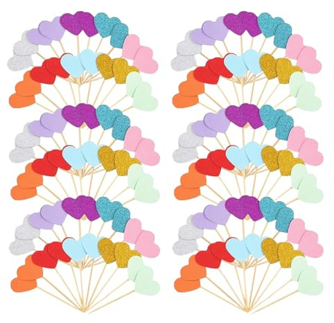 100 stycken cupcake-toppare hjärta, hjärtan cupcake-toppar, muffinstoppare, födelsedag, muffinsdekoration bröllop, hjärtan glitter tårttopp, lämplig för födelsedagsfester, festdekoration,
