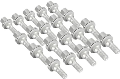 ZOFFI Lot de 20 boulons de roue M12 x 1,25, remplacement pour Citroën C2 C3 C4 C5, Peugeot 206 207 208 308 407 1007 2008 3008 5008, longueur du filetage 35 mm HEX 17 mm