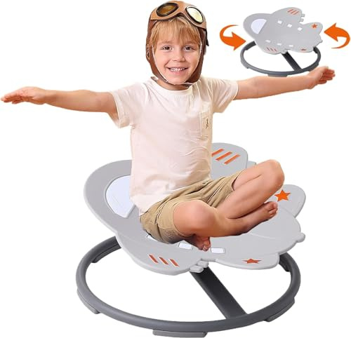 Chaise Sensorielle Autisme Produits Sensoriels Jouets Sensoriels Chaise Tournante Autisme Chaise Tournante pour Enfants Chaise Pivotante Entraînement à la Coordination Corporelle (Gris)