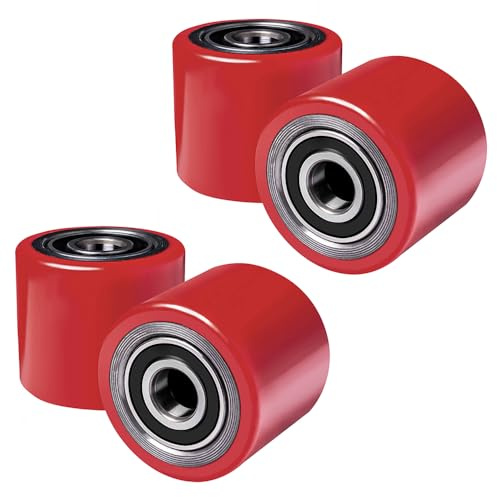 4 stycken lyftvagnsrulle polyuretan 82 x 50 mm, med kullagerhjul för lastvagn, ersättningshjul | diameter 82 mm | bredd 50 mm | axel 20 mm | Maximal belastning: 500 kg