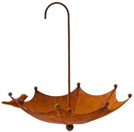 kowaku Mangeoire à Oiseaux Parapluie en Fer, Récipient de Nourriture pour Oiseaux, Décoration de Jardin pour Porche Extérieur