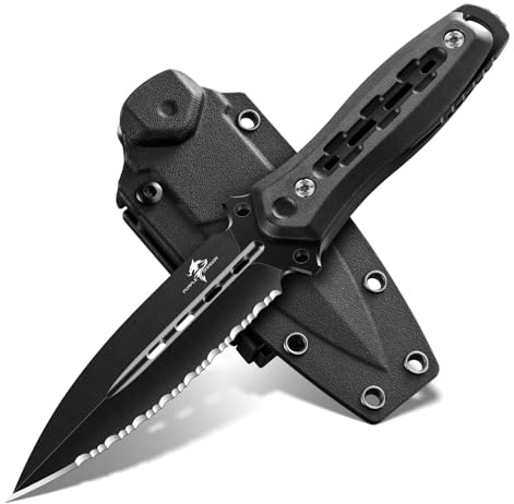 Purple Dragon Fixed Blade Knife with Kydex Sheath,440C Steel Full Tang Outdoor Utility Knife with G10 Handle for Camping, Hiking,Bushcraft & Outdoor Use-Black