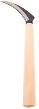 TOYANDONA Hoz Dentada de Acero con Mango de Madera para Corte de Césped y Maleza Herramienta Multifuncional para Jardinería Pesca y Deshierbe Tamaño Mediano Corte Preciso y Resistente