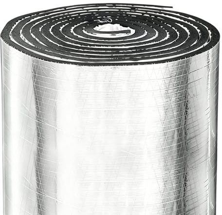 Rotolo di materiale isolante da 5 mm, isolamento autoadesivo in alluminio con rivestimento in gomma, isolamento termico, barriera al vapore per riscaldamento, roulotte, finestre, tetto, pavimento (40