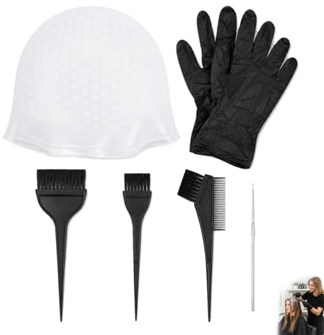 Set de 6 Gorros de Silicona para Mechas – Kit profesional con accesorios, protección del cuero cabelludo, para casa y peluquería