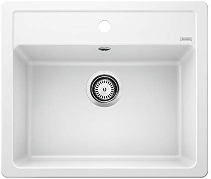 BLANCO LEGRA 6 – Lavello rettangolare in granito per basi di lavello con larghezza di 60 cm – SILGRANIT – Senza Gocciolatoio – Bianco – 523334