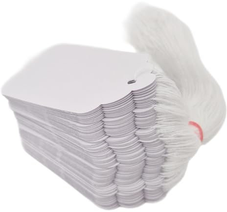 Swift Strung Tags White Card Clothing Parcel Label String Hanging Gift Swing Tickets Kraft Hang Price Labelling 84mm x 52mm (Pack of 1000)