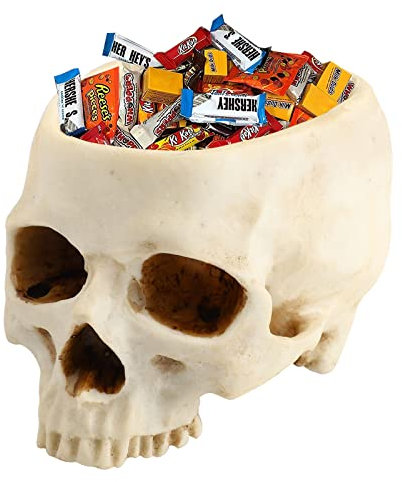 Maceta, maceta con forma de calavera, soporte para plantas, decoración de escena, decoración moderna de calavera de resina, cuenco de dulces de Halloween