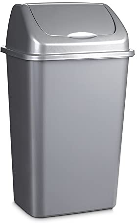 TIENDA EURASIA - Papelera con Tapa Basculante, Cubo de Basura 30 Litros, Papelera para Baño, Oficina, Cocina, Cubo Basura Tamaño 34 x 27,5 x 58,5 cm (Plata)