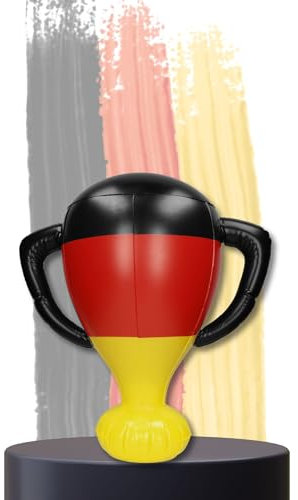 elasto PROMOTION FOR LIFE Aufblasbarer Pokal in Deutschland Farben - EM 2024 Fan Artikel - Fußball Europameisterschaft Accessoires - Perfekt für das Stadion, Farbe:Deutschland-Farben