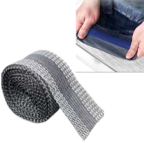 Fc'Noqgn 10 x 1m, insgesamt 10m Bügelband, selbstklebendes Saumband, selbstklebendes Universalbügelband, selbstklebend, Nicht schneidend, Hosenbündchen, Hosenbeine, Aufkleber (grau)