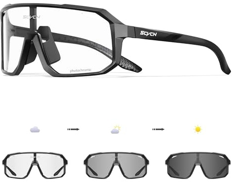 SCVCN Photochromic Cycling Glasses Sports Sunglasses Clear Men Women Bicycle MTB UV400 Protection Running Mountain Bike Baseball Biking Goggles Riding BMX Fishing Riding Golf Driving Softball 501