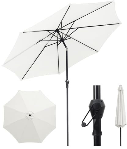 Sekey Sonnenschirm 300cm mit UV50+ Schutz, Wasserabweisend Gartenschirm mit Kurbelbedienung – Ideal für Garten, Balkon & Terrasse