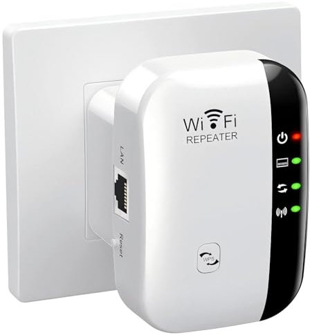 WiFi Extender Booster,WiFi Signal Booster,Internet Coverage Up to 3000 Sq.Ft! Works with 45+ Devices & Features Easy Setup,2.4GHz Band WiFi Extender, and LAN Port (white-black)