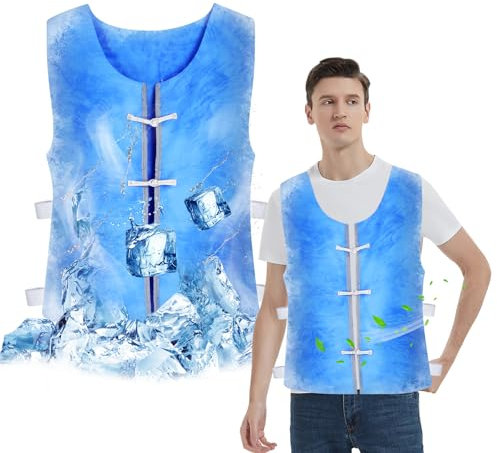 TBRFP Cooling Vest,Gilet Réfrigérant pour Hommes,Gilet de Refroidissement Style Cardigan,Gilet de Sécurité de Refroidissement Respirant,Gilets de Travail D'extérieur pour Hommes et Femmes