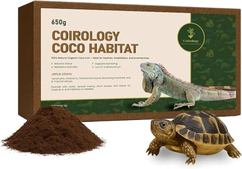 COIROLOGY Coco Habitat 650g Premium Reptile & Pet Substrate | 100% Natural Compressed Coconut Fiber Husk | Ideal for Tortoise Snakes Hamsters Terrariums, Amphibians, Burrowing Pets & Bioactive Setups