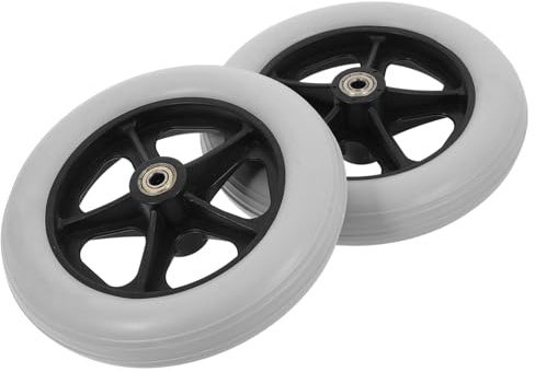 HONMEET 2pcs Front Walker Wheels for Wheelchairs Replacement Caster Tires for Push Carts and Shopping Carts Solid Wheel Assembly Grey
