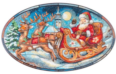 Ideen mit Herz Diamond-Painting-fönsterbild | Glaskonstutseende | dekoration och gör-det-själv | material: PET (jultomte i släden)