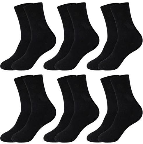 Zuimei 6Pairs Men Women Cotton Crew Dress Socks for Business Casual | Soft Cotton, Breathable Comfort, Stretch Fit, Ideal for Business, Office and Daily Wear
