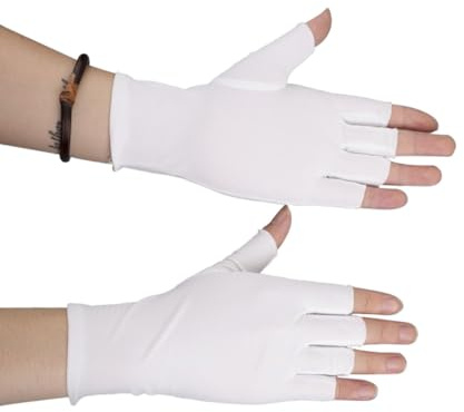 SOIMISS Weiße Halbfingerhandschuhe mit UV Schutz Leichte Sommerhandschuhe aus Gewebe für Outdoor Sportarten Wie Reiten und Klettern