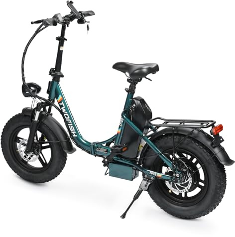 IWAFO Electric Bike for Adults, 80km Range, Unlockable Speed Limit, 5 Speeds, Foldable, 16 X 4.0 Fat Tires, 48v 13ah Battery, Height-Adjustable Handlebars and Seat, Display Screen, Phone Holder