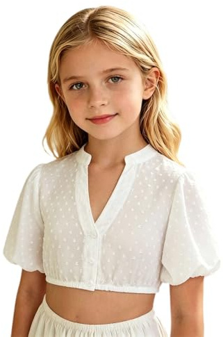 Chemise Fille Dirndl Blanche Blouse pour Fille Oktoberfest Traditionnelle