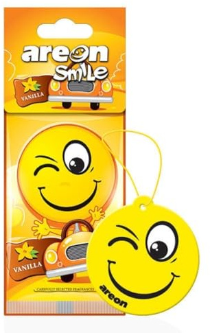 AREON Smile Dry Auto-Lufterfrischer, Vanille, süß, gelb, Spaß, 6 Stück