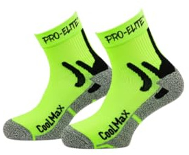 PRO-ELITE Chaussettes Coolmax anti-ampoules pour homme Chaussettes de sport recommandées pour la course à pied, le trekking, le vélo, l'athlétisme, le football, le tennis, le padel, la randonnée, Vert