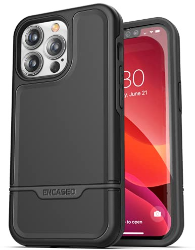 ENCASED Rebel Series Designed for iPhone 13 Pro Max Case, Shockproof Protective Phone Case (Black)
