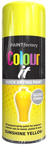Classic Signature - 12 x All Purpose Sunshine Yellow Aerosol Spray Paint 400ml Quick Drying Spray,Fast Dry and Excellent Coverage for Metal, Wood, Plastic and More