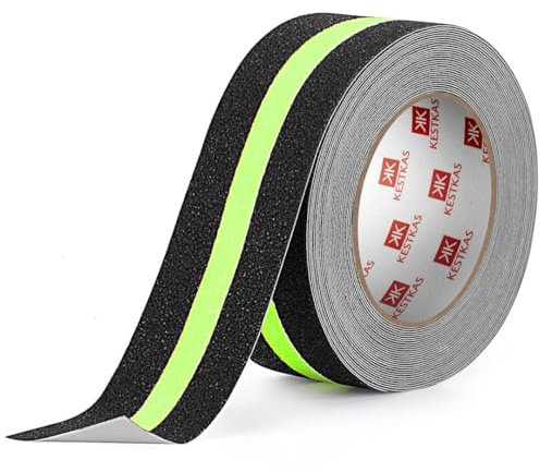 KESTKAS Bande antidérapante escalier 50mm - Bandes antidérapantes avec Ruban adhésif antidérapant - Ruban Autocollant Anti-dérapante - Bande de sécurité échelles sols glissants Intérieur (1, 10 M)
