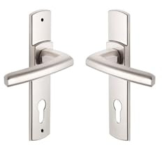 Vachette Set de Poignée de Porte sur Plaque SCULT - Version Clé I pour Porte d'Entrée/Cave/Abris de Jardin - Entraxe 165 mm - Matériau Zamak Résistant - Garantie 10 Ans - Finition Platine