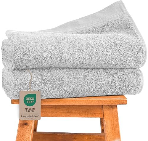 Hausfelder Duschtuch 70x140 – Premium Badetuch 500g/m² - 100% Baumwolle Duschhandtuch Handtücher Set, Ökotex Zertifiziert (70 x 140 cm Hellgrau)
